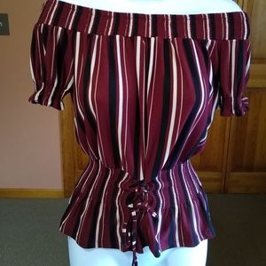 Off the shoulder corset waist blouse